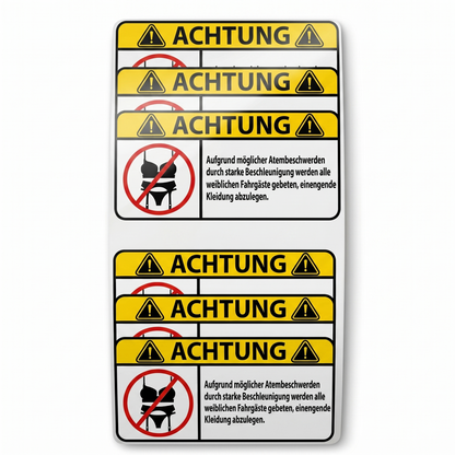 WARNSCHILD Aufkleber – Enge Kleidung vor Start entfernen | Premium Vinyl Sticker