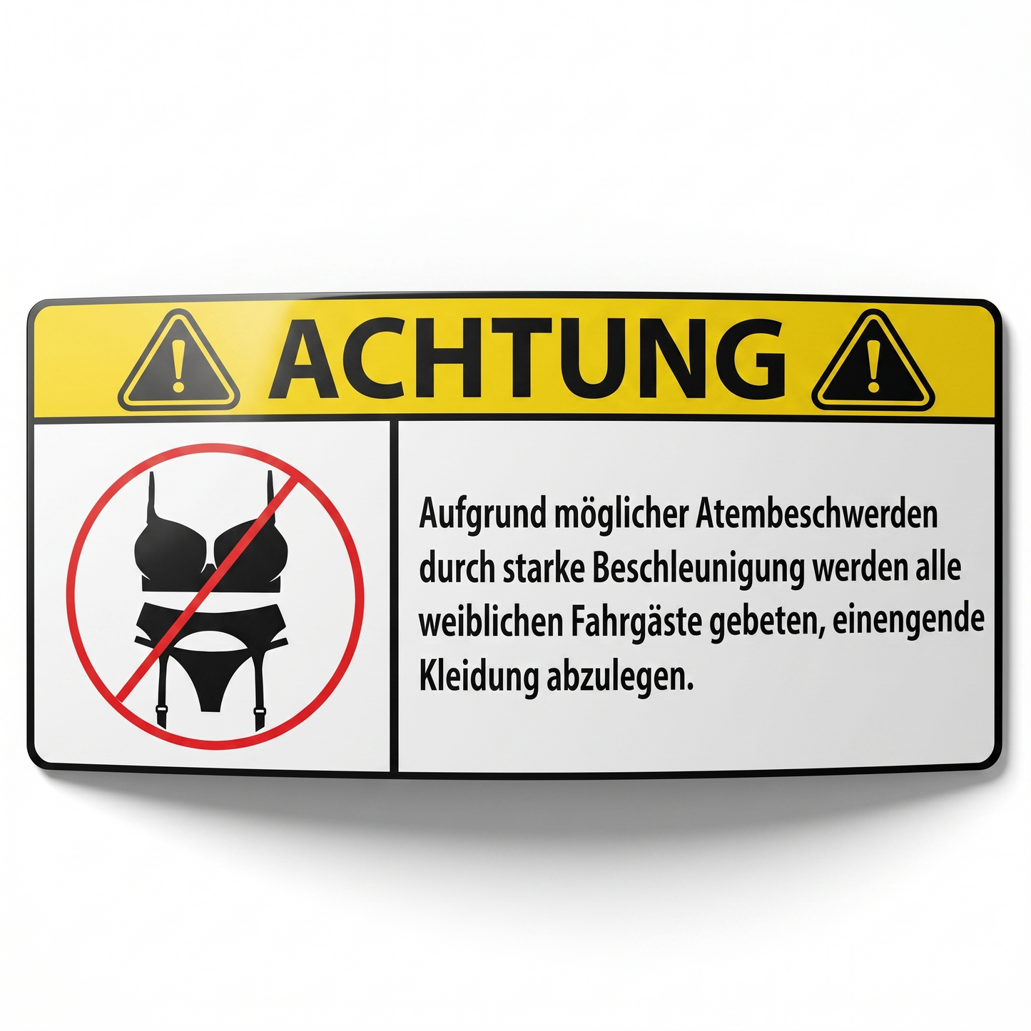 WARNSCHILD Aufkleber – Enge Kleidung vor Start entfernen | Premium Vinyl Sticker