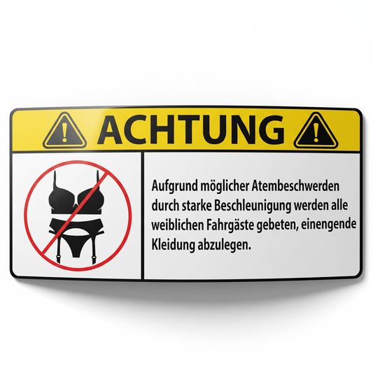 WARNSCHILD Aufkleber – Enge Kleidung vor Start entfernen | Premium Vinyl Sticker